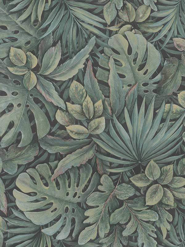Jungle Leaves fabric in green color - pattern number EN3330414 - by Galerie in the Eden by Galerie collection