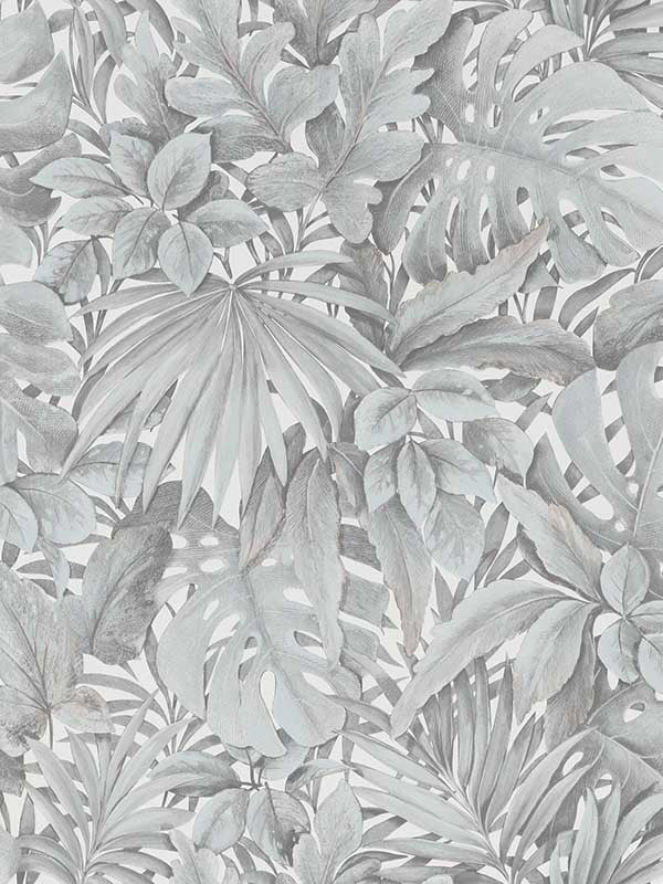 Jungle Leaves fabric in white green color - pattern number EN3330614 - by Galerie in the Eden by Galerie collection