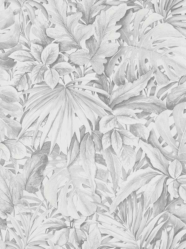 Jungle Leaves fabric in grey color - pattern number EN3330814 - by Galerie in the Eden by Galerie collection