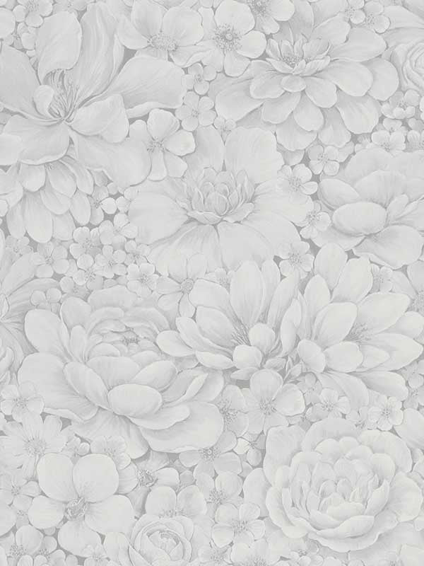 Floral Texture fabric in white grey color - pattern number EN3395214 - by Galerie in the Eden by Galerie collection