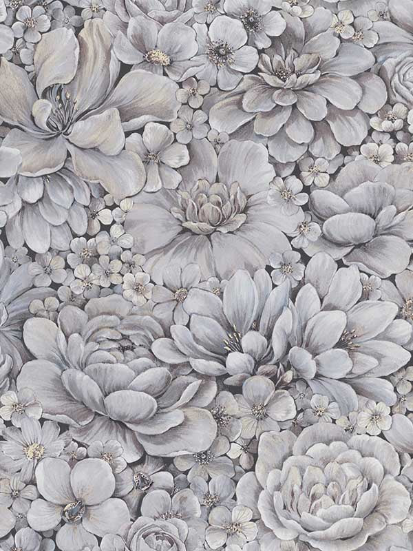 Floral Texture fabric in blue grey white color - pattern number EN3395514 - by Galerie in the Eden by Galerie collection