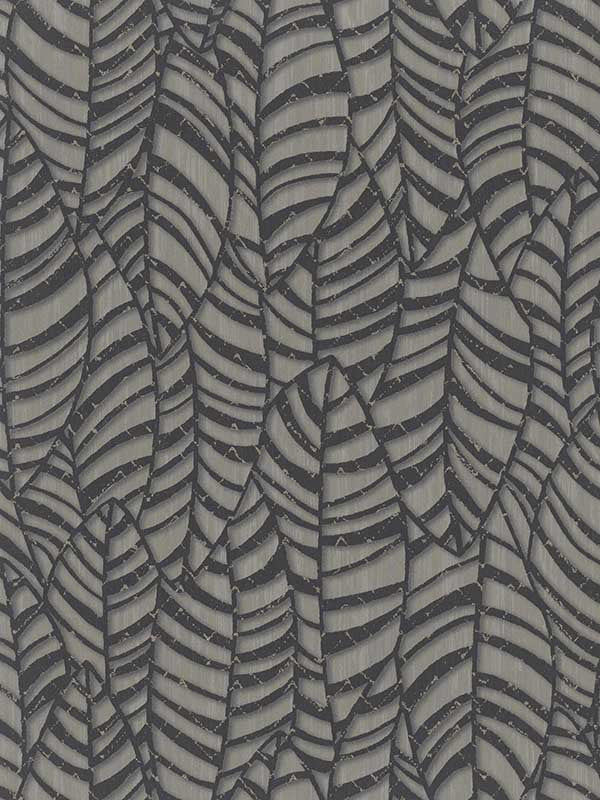 Leaves fabric in black brown color - pattern number 32975 - by Galerie in the Serene collection