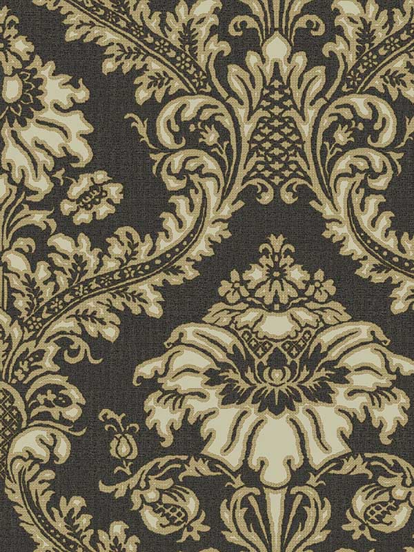 Damasco Superior fabric in black beige color - pattern number 25739 - by Galerie in the Cottage Chic collection