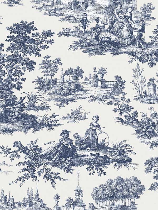 Paesaggio Barocco fabric in blue color - pattern number 84043 - by Galerie in the Cottage Chic collection
