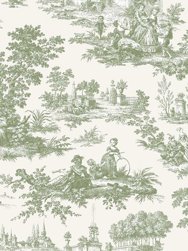 Paesaggio Barocco fabric in green color - pattern number 84045 - by Galerie in the Cottage Chic collection
