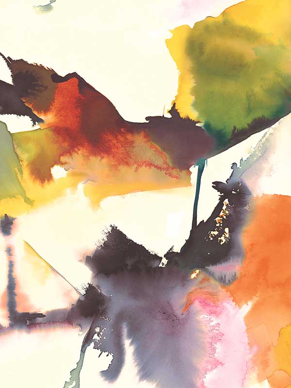 Watercolor Block Peel and Stick wallpaper in persimmon and plum color - pattern number HG10203 - by NextWall in the Peel and Stick Wallpaper by Harry and Grace collection