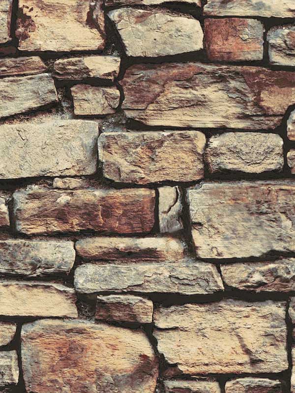Cornish Faux Stone Peel and Stick wallpaper in warm natural color - pattern number AS20101 - by NextWall in the Peel and Stick Wallpaper by Arthouse collection