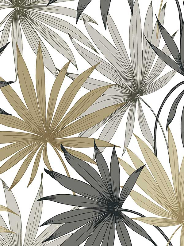 Tropic Palm Toss Peel and Stick wallpaper in harbor grey and khaki color - pattern number LN31006 - by NextWall in the Peel and Stick Wallpaper by Lillian August Luxe Haven 4 collection