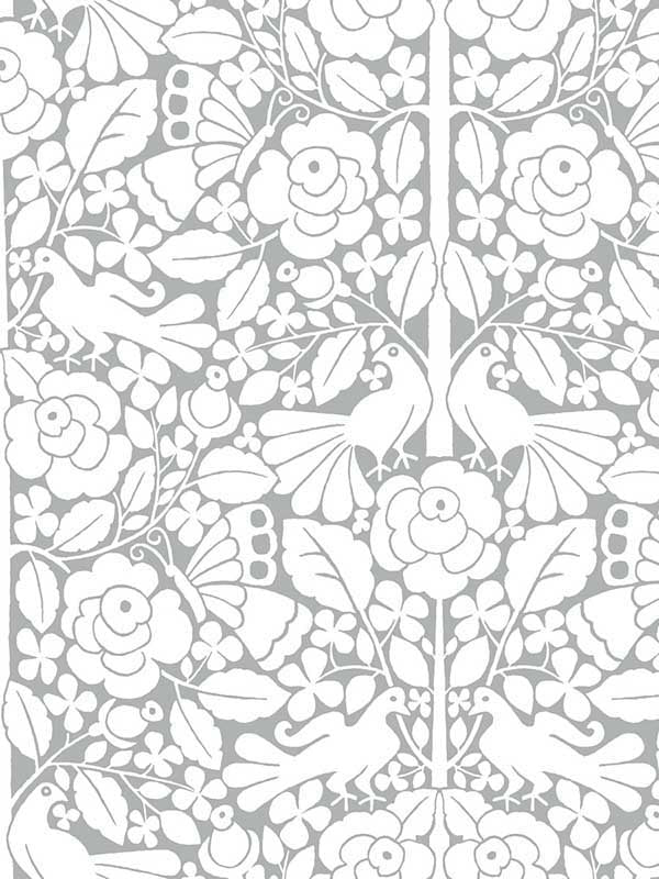 Fairy Tales Peel and Stick fabric in grey color - pattern number PSW1506RL - by Magnolia Home by Joanna Gaines in the Magnolia Home Peel and Stick Wallpaper collection