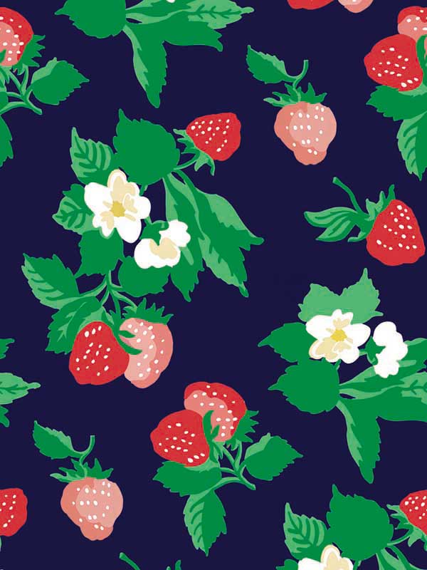 Berry Nice Peel and Stick wallpaper in navy blue color - pattern number PSW1396RL - by York in the Madcap Cottage Peel and Stick Wallpaper collection