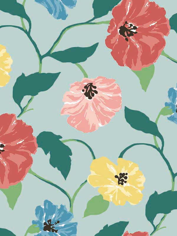 Jungle Garden Peel and Stick wallpaper in sky blue color - pattern number PSW1400RL - by York in the Madcap Cottage Peel and Stick Wallpaper collection