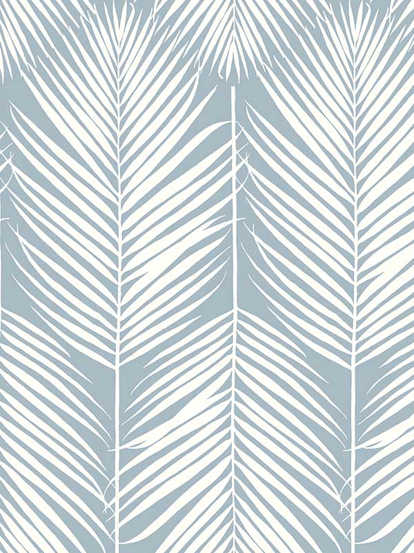 Palm Silhouette Prepasted fabric in light blue color - pattern number PR11402 - by Seabrook in the Seabrook Prepasted Wallpaper Assortment collection