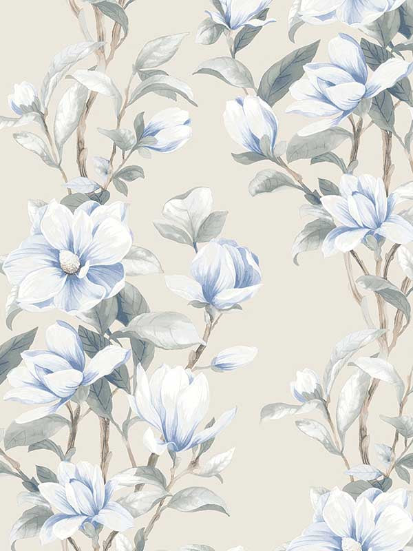 Magnolia Trail Peel and Stick wallpaper in linen and french blue color - pattern number NW41412 - by NextWall in the Peel and Stick Wallpaper by Nextwall collection