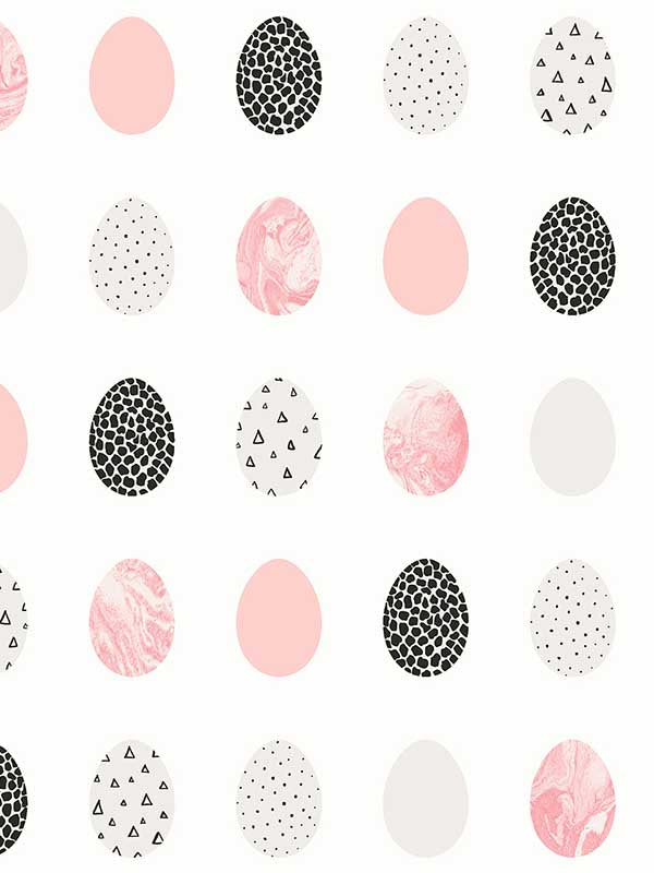 Mod Eggs Peel and Stick fabric in pink and black color - pattern number NW42001 - by NextWall in the Peel and Stick Wallpaper by Nextwall collection