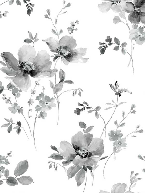 Watercolor Windflower Peel and Stick wallpaper in inkwell and heather color - pattern number NW42200 - by NextWall in the Peel and Stick Wallpaper by Nextwall collection
