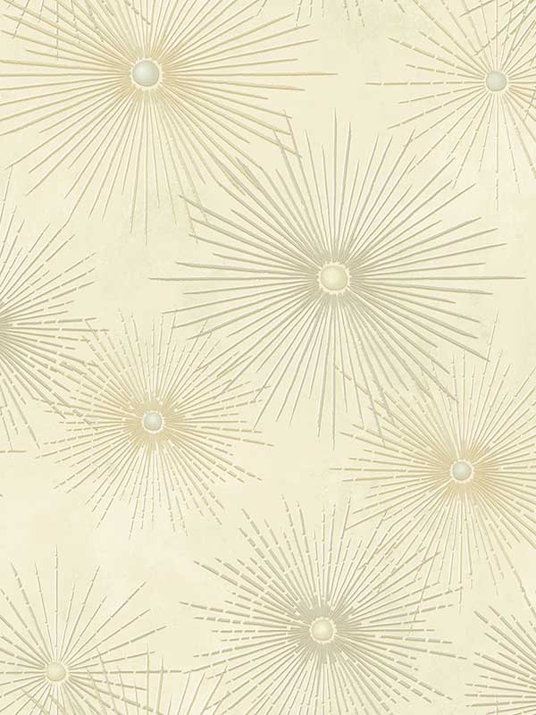 Starburst Geo Peel and Stick fabric in ivory and metallic gold color - pattern number NW43103 - by NextWall in the Peel and Stick Wallpaper by Nextwall collection