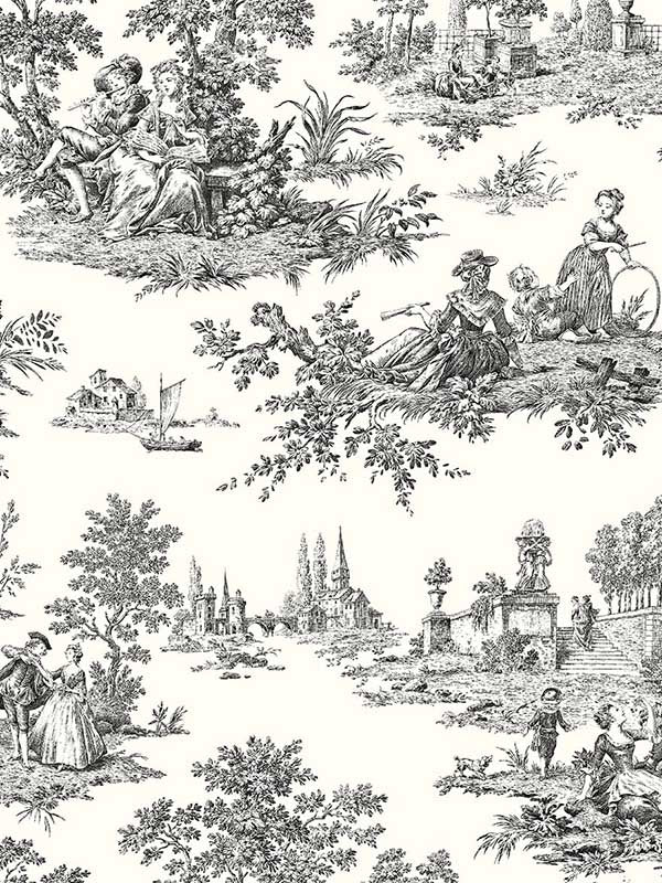 Chateau Toile Peel and Stick fabric in inkwell color - pattern number NW43300 - by NextWall in the Peel and Stick Wallpaper by Nextwall collection