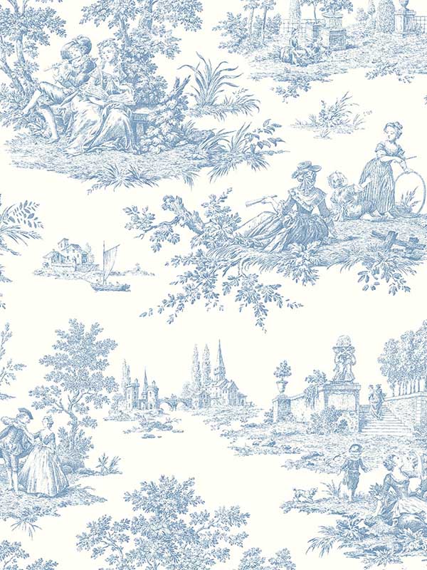 Chateau Toile Peel and Stick fabric in blue bell color - pattern number NW43302 - by NextWall in the Peel and Stick Wallpaper by Nextwall collection