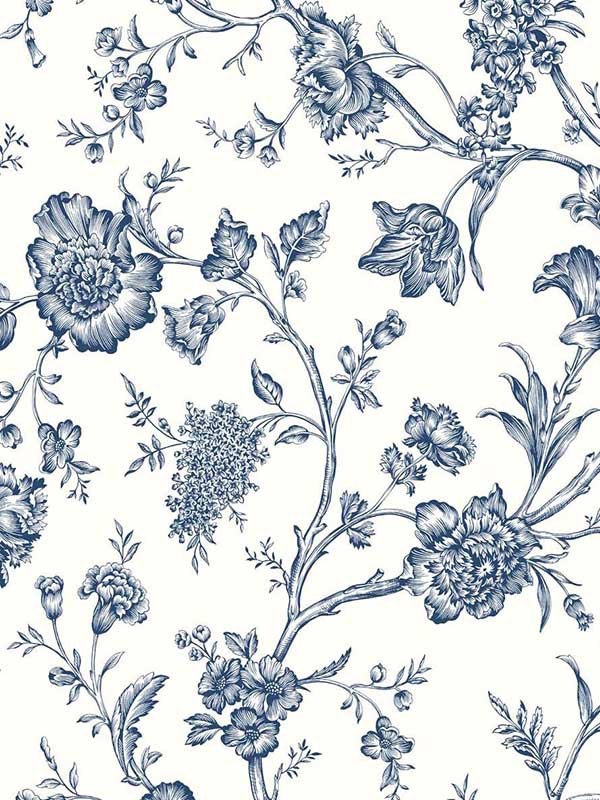 Jasmine Chinoiserie Peel and Stick wallpaper in navy blue color - pattern number NW43402 - by NextWall in the Peel and Stick Wallpaper by Nextwall collection