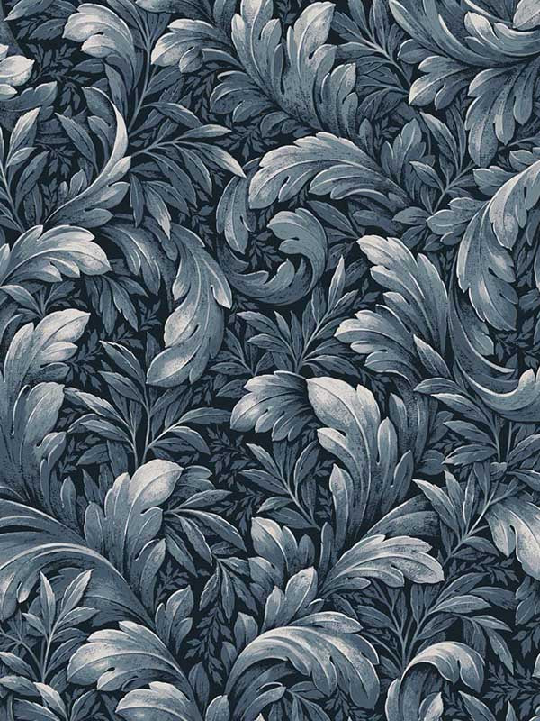 Acanthus Trail Peel and Stick fabric in navy blue color - pattern number NW43602 - by NextWall in the Peel and Stick Wallpaper by Nextwall collection