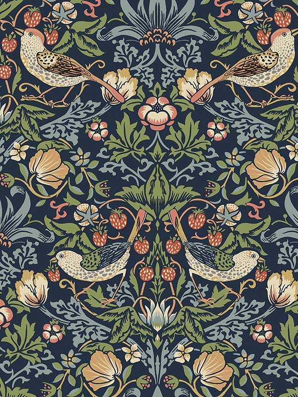 Aves Garden Peel and Stick wallpaper in midnight blue color - pattern number NW43702 - by NextWall in the Peel and Stick Wallpaper by Nextwall collection