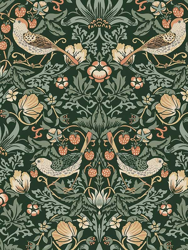 Aves Garden Peel and Stick wallpaper in forest green color - pattern number NW43704 - by NextWall in the Peel and Stick Wallpaper by Nextwall collection