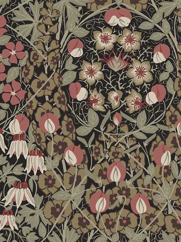 Tulip Garden Peel and Stick wallpaper in ebony and red clay color - pattern number NW43806 - by NextWall in the Peel and Stick Wallpaper by Nextwall collection