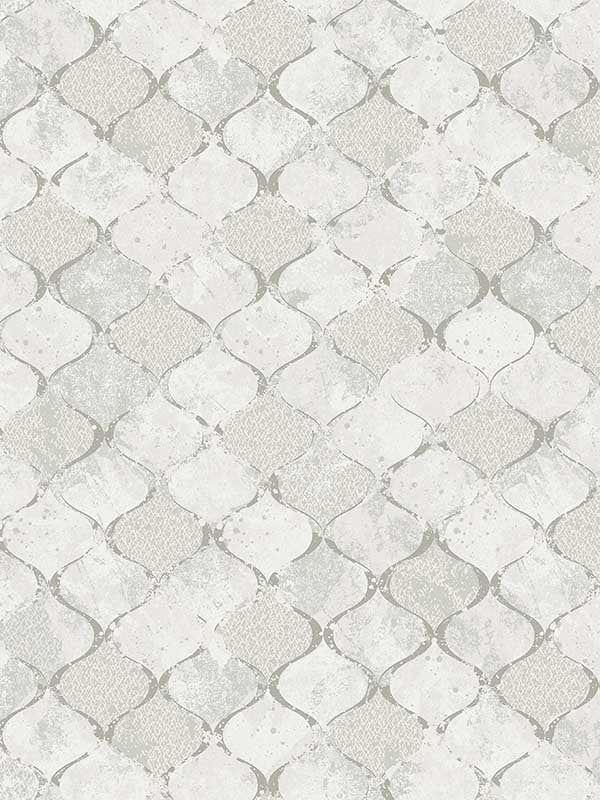 Pilak Ogee Tile fabric in silver color - pattern number 4105-86608 - by A Street Prints in the Lumina collection