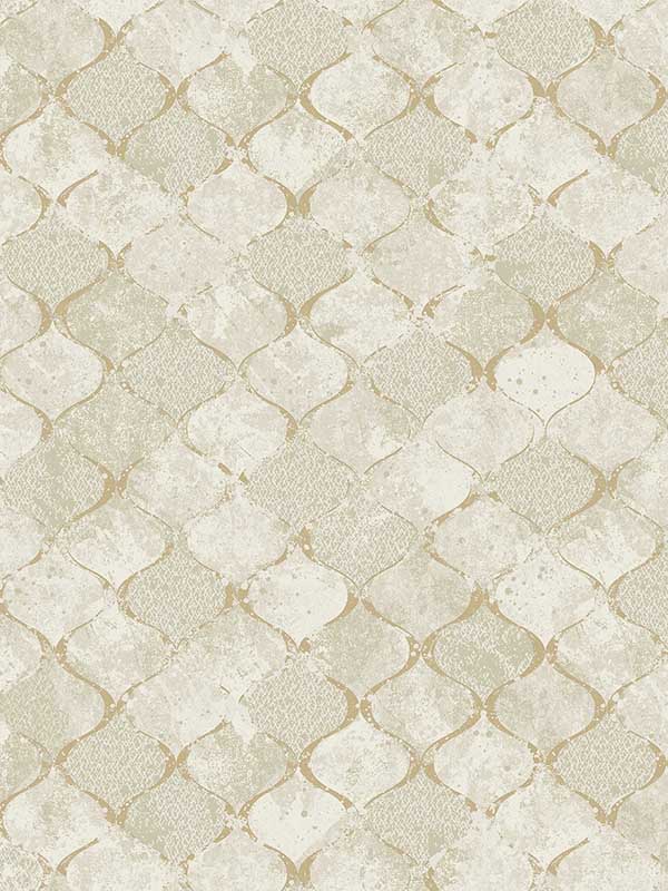 Pilak Ogee Tile fabric in gold color - pattern number 4105-86609 - by A Street Prints in the Lumina collection
