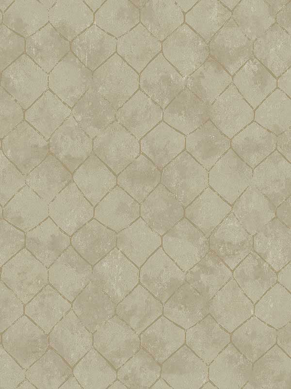 Rauta Hexagon Tile wallpaper in gold color - pattern number 4105-86653 - by A Street Prints in the Lumina collection