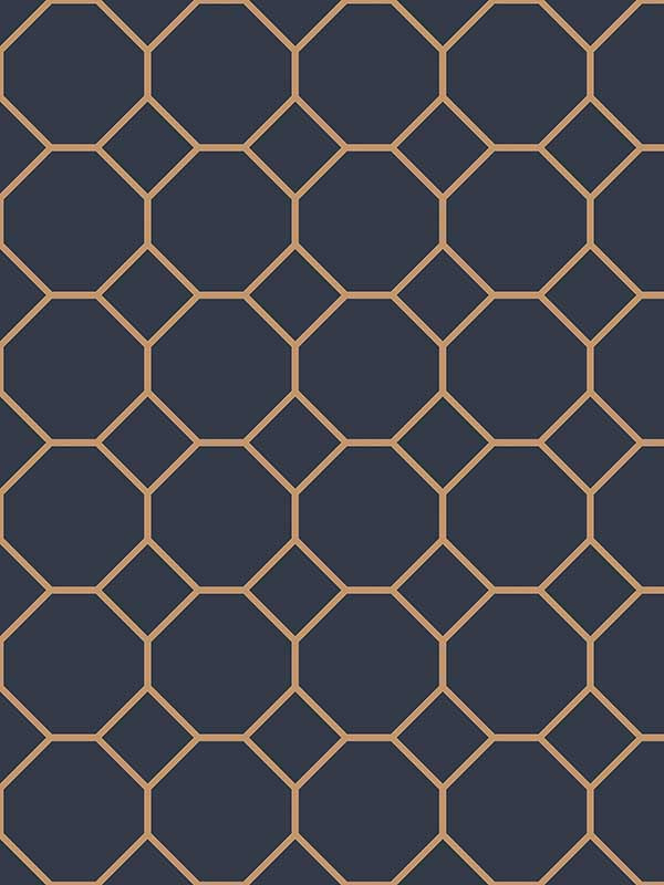 Bee Hive fabric in navy gold color - pattern number G45403 - by Galerie in the Just Kitchens collection