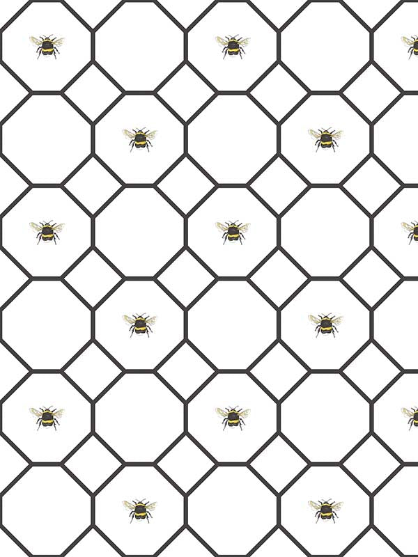 Bee Hive with bees fabric in black white color - pattern number G45406 - by Galerie in the Just Kitchens collection
