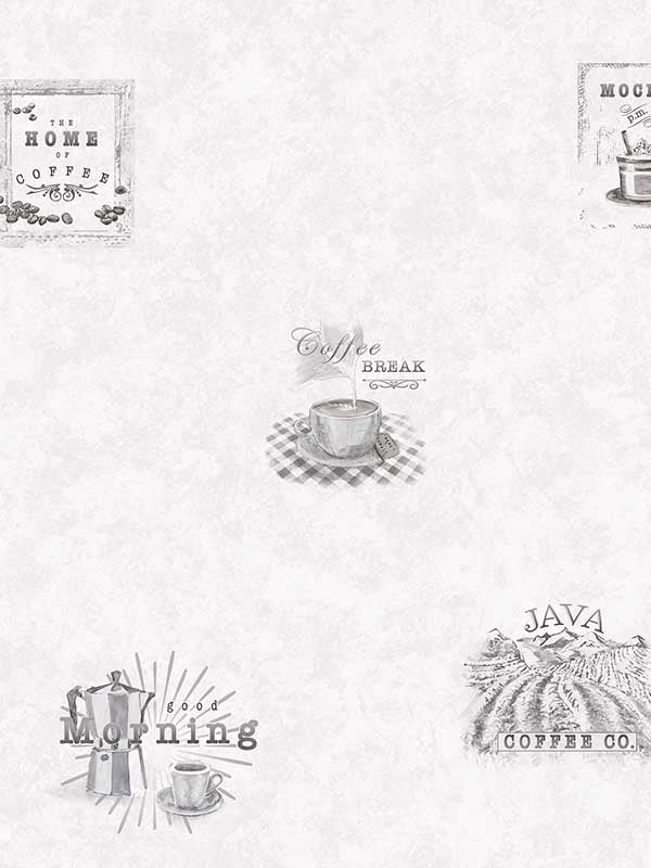 Coffee fabric in black grey color - pattern number G45413 - by Galerie in the Just Kitchens collection