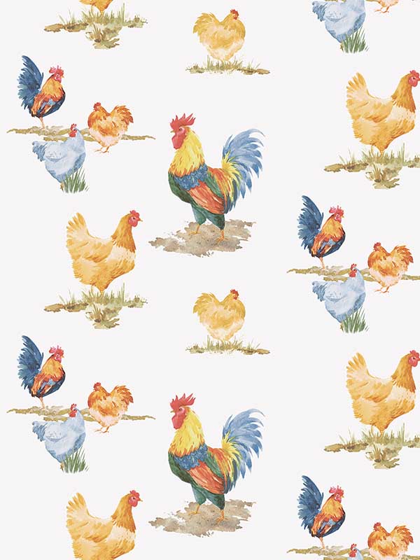Free Range fabric in blue yellow red color - pattern number G45416 - by Galerie in the Just Kitchens collection