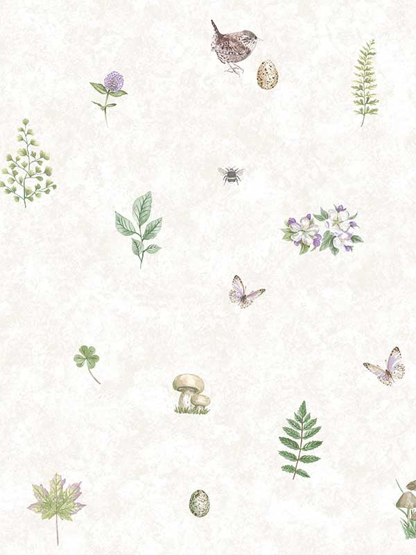 Meadow Spot fabric in beige green lilac color - pattern number G45442 - by Galerie in the Just Kitchens collection