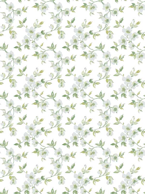 Anenome Mini fabric in duck egg sage green white color - pattern number G78483 - by Galerie in the Secret Garden collection