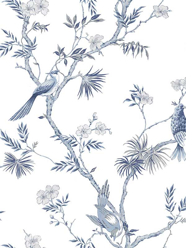 Classic Bird Trail fabric in blue white color - pattern number G78489 - by Galerie in the Secret Garden collection