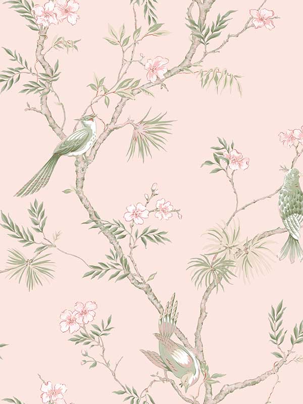 Classic Bird Trail fabric in pink green color - pattern number G78493 - by Galerie in the Secret Garden collection