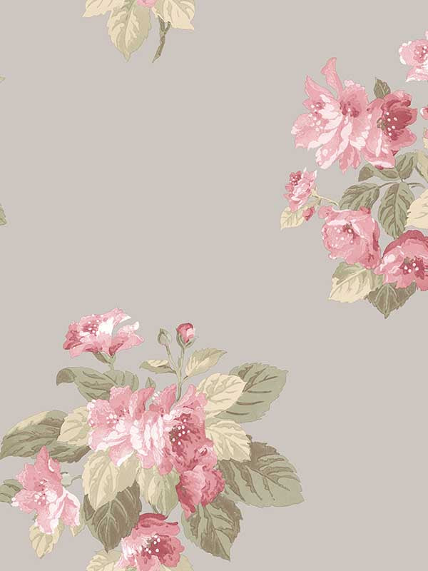Classic Bouquet fabric in taupe raspberry green color - pattern number G78501 - by Galerie in the Secret Garden collection