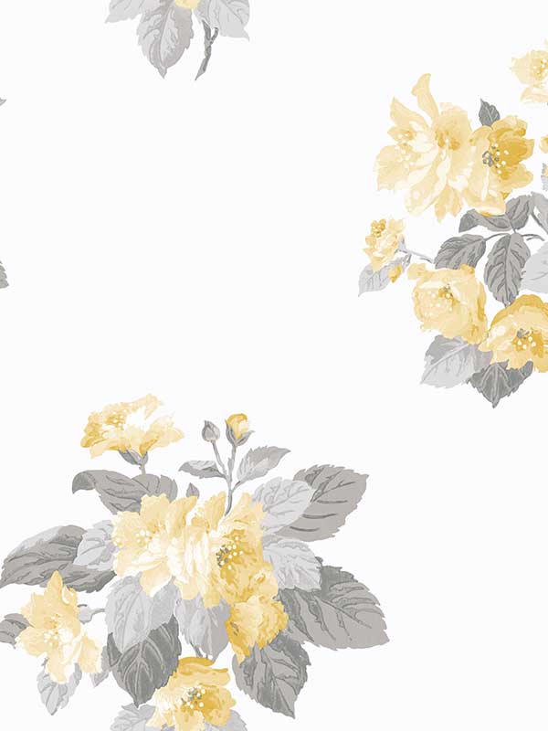 Classic Bouquet fabric in yellow grey white color - pattern number G78502 - by Galerie in the Secret Garden collection