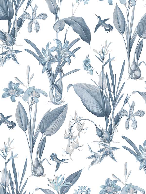 Cottage Botanical fabric in blue color - pattern number G78504 - by Galerie in the Secret Garden collection
