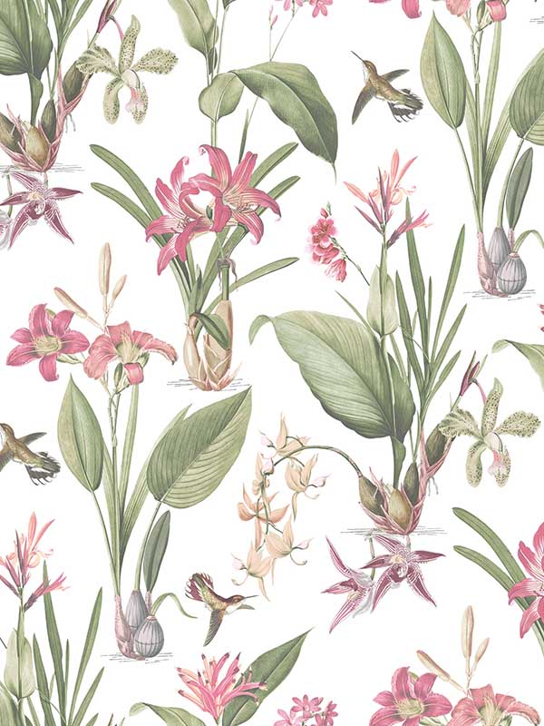 Cottage Botanical fabric in pink sage green white color - pattern number G78506 - by Galerie in the Secret Garden collection