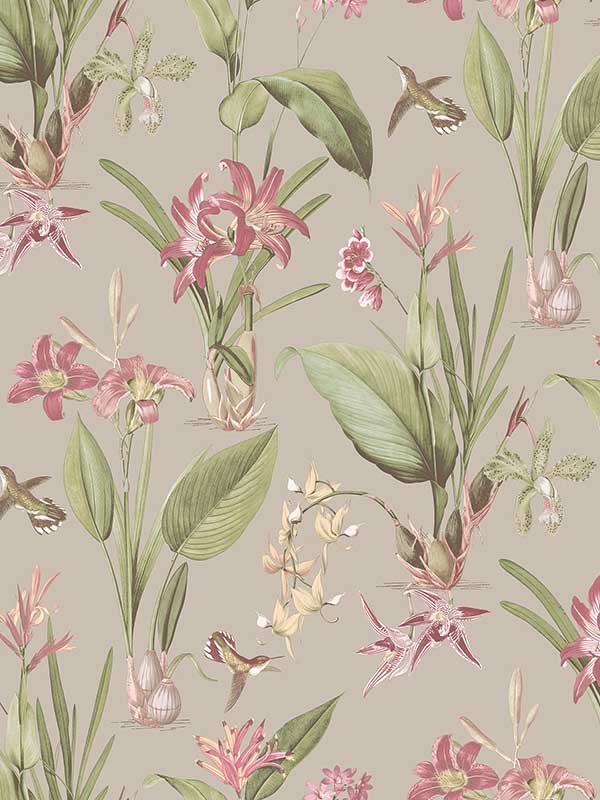 Cottage Botanical fabric in taupe sage green rust color - pattern number G78507 - by Galerie in the Secret Garden collection