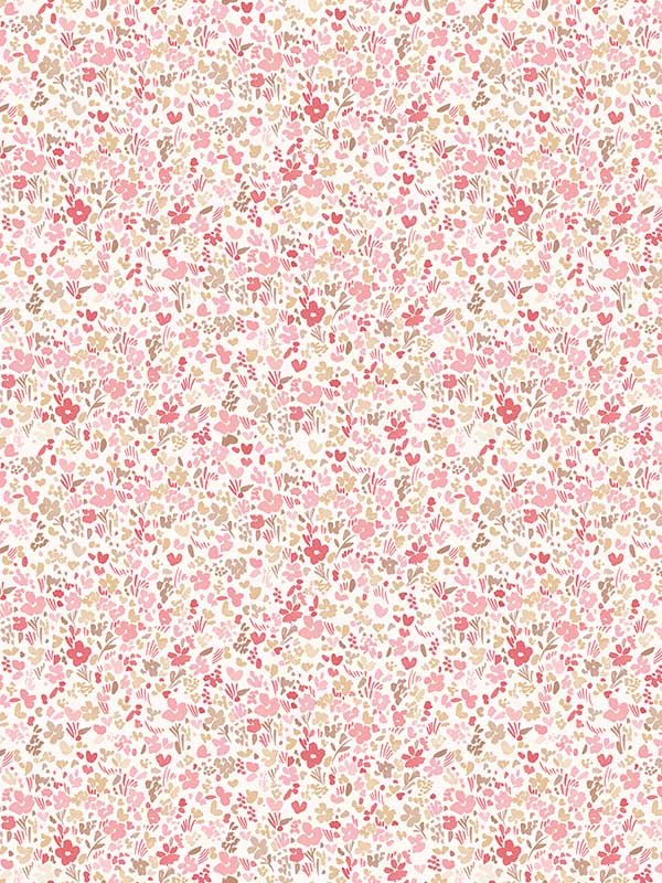 Mini Mod Floral wallpaper in cranberry tan color - pattern number G56666 - by Galerie in the Small Prints collection