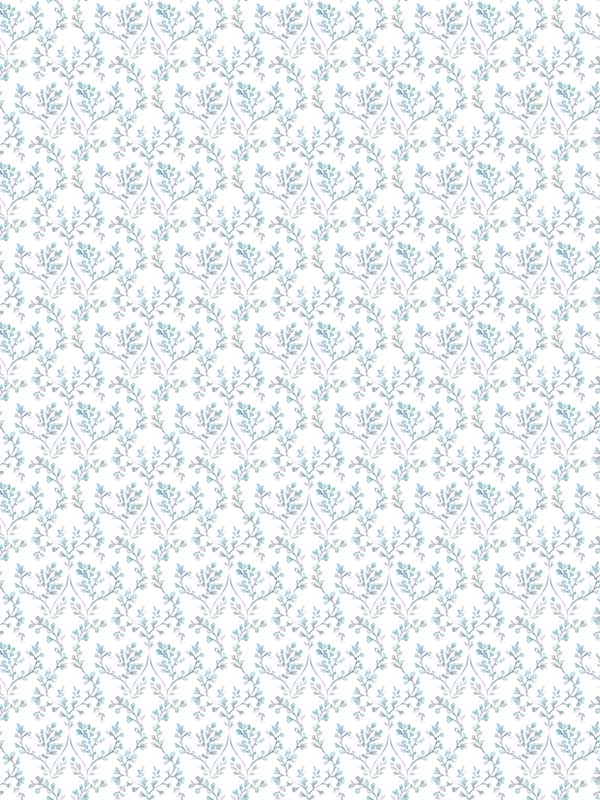 Ogee Floral wallpaper in teal blue beige color - pattern number G56683 - by Galerie in the Small Prints collection