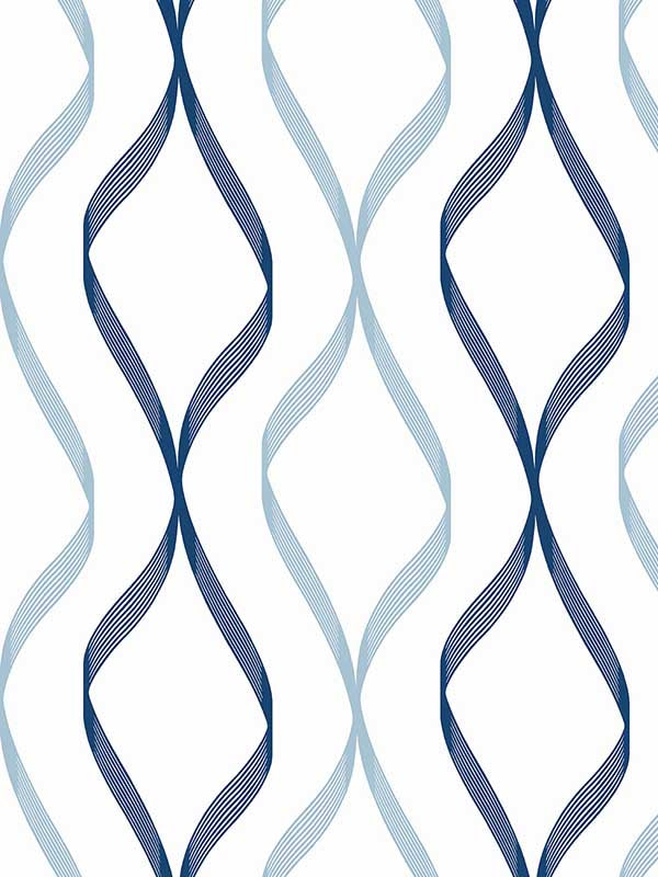 Ogee Ribbon Peel and Stick wallpaper in celtic blue and dewdrop color - pattern number NW45102 - by NextWall in the Peel and Stick Wallpaper by Nextwall collection
