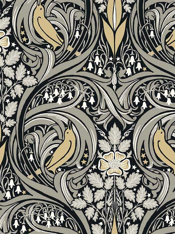 Bird Ogee Peel and Stick fabric in ebony and sepia color - pattern number NW46200 - by NextWall in the Peel and Stick Wallpaper by Nextwall collection