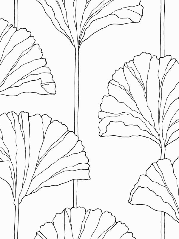 Gingko Leaf Peel and Stick fabric in ebony color - pattern number NW47200 - by NextWall in the Peel and Stick Wallpaper by Nextwall collection