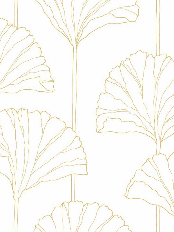 Gingko Leaf Peel and Stick fabric in metallic gold color - pattern number NW47205 - by NextWall in the Peel and Stick Wallpaper by Nextwall collection