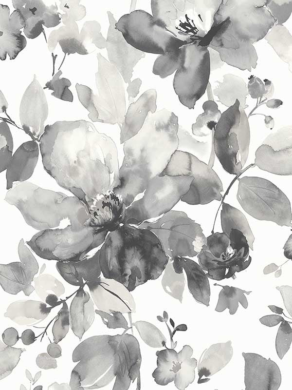 Watercolor Flower Peel and Stick fabric in inkwell color - pattern number NW47800 - by NextWall in the Peel and Stick Wallpaper by Nextwall collection